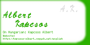 albert kapcsos business card